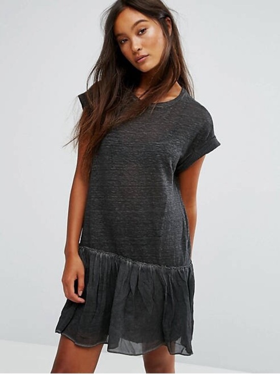 All Saints Dresses & Skirts - AllSaints All Saints Black Jody Linen Knit Chiffon Jersey Dress Grey Mini